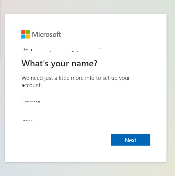 Microsoft account sign up
